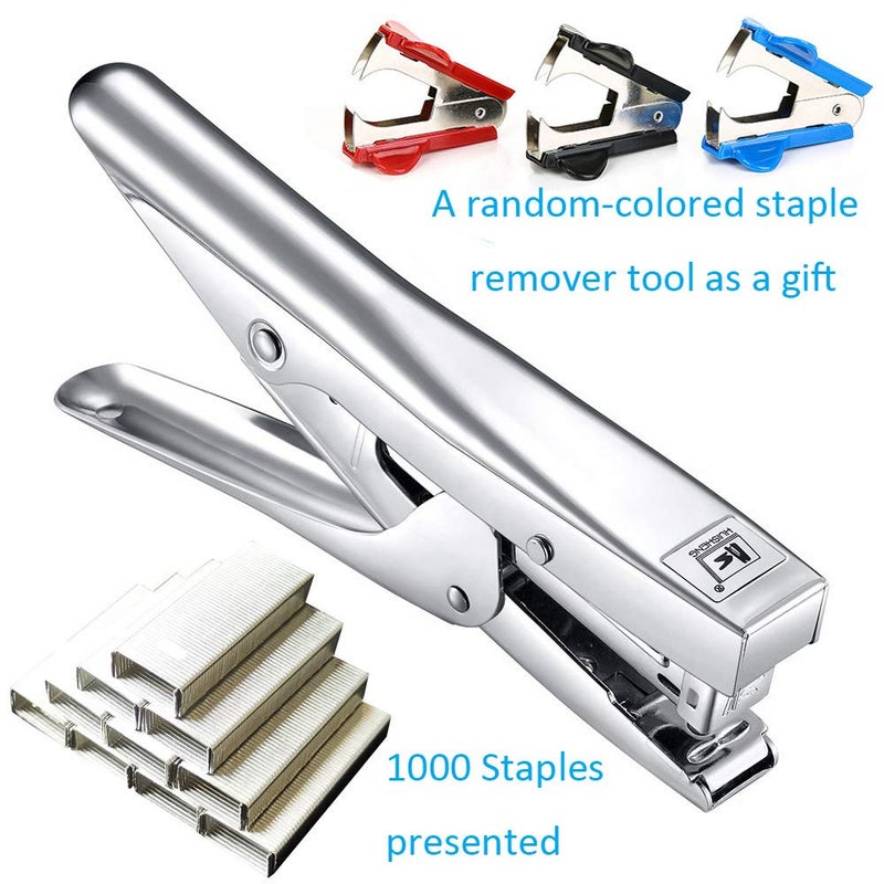 ONDY Plier Stapler Heavy Duty Office Stapler Hand Held 20-Sheet Stapler Papers Stapling Machine with 1000 Staples and Staple Remover Tool  Silver - Image 2